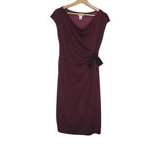 Motherhood | Maternity Deep Merlot Polka-dot Side Tie Stretch Dress